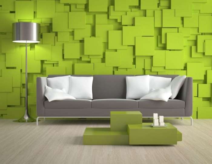 Green wall decor for living room