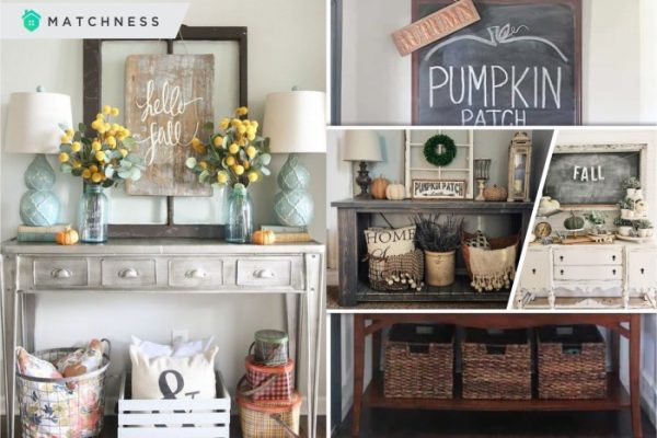 Fall entryway table decor