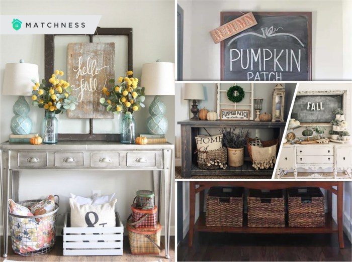 Fall entryway table decor