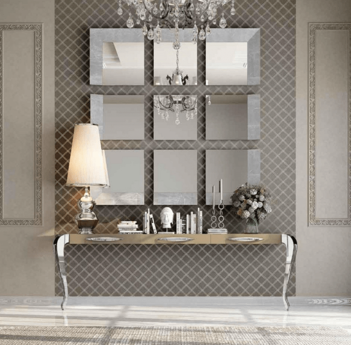 Living room wall decor with mirrors