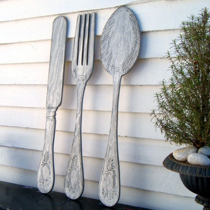 Spoon fork decor carved spoons forks hangings